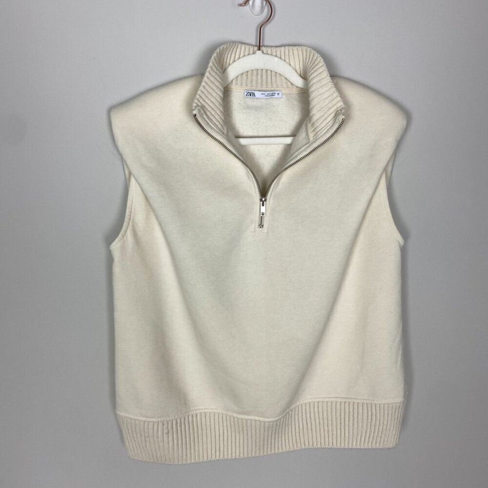 Zara Cream Sleeveless Sweatshirt